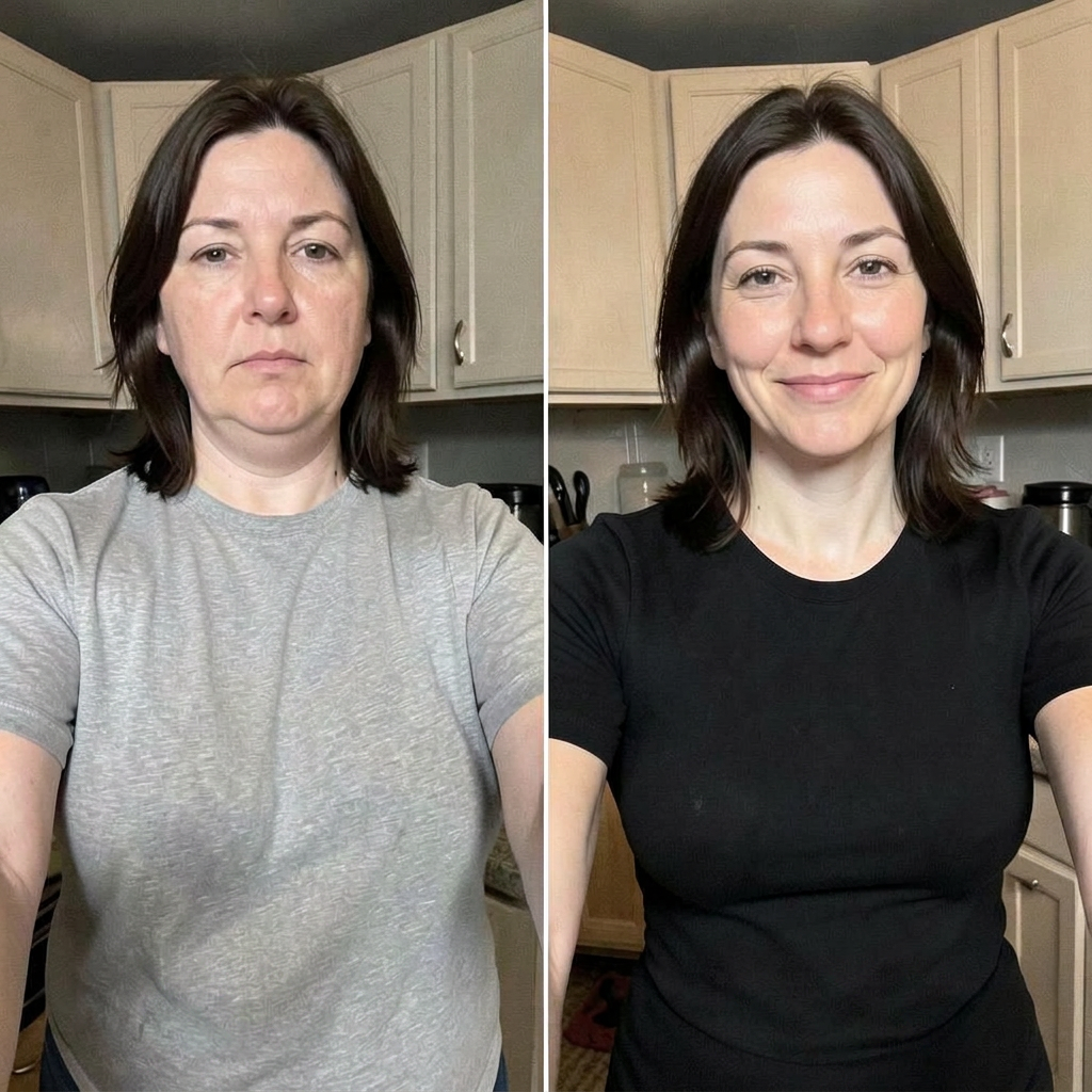 Christine D. before and after, 7 weeks in