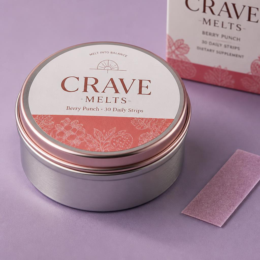 Crave Melts metal tin, front view