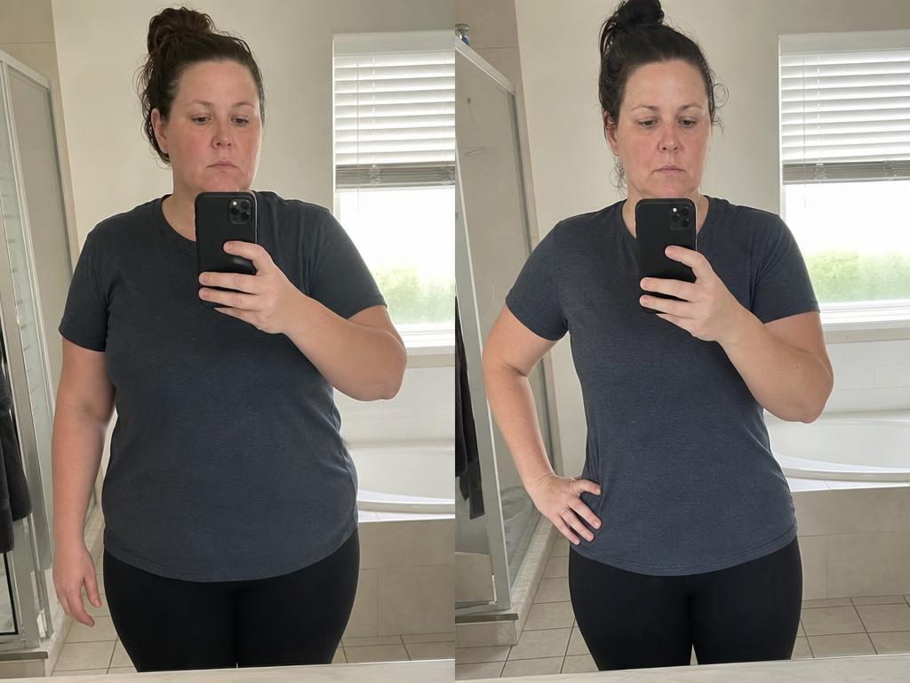 Christine's before-and-after progress photo